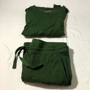 Papinelle organic cotton womens green pajama set large wide leg drawstring pants